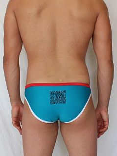 Мужские трусы слипы голубые с QR-кодом сзади Boefje RT47286
